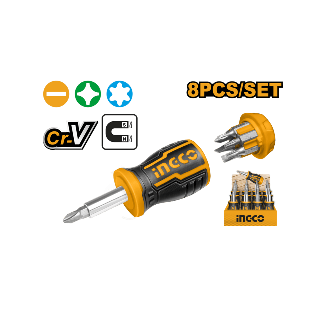Ingco 8 IN 1 Stubby screwdriver set AKISDS0708