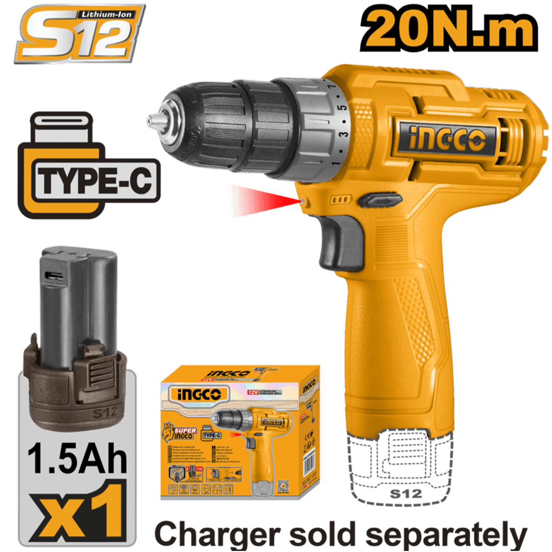 Ingco Lithium-Ion cordless drill CDLI12428