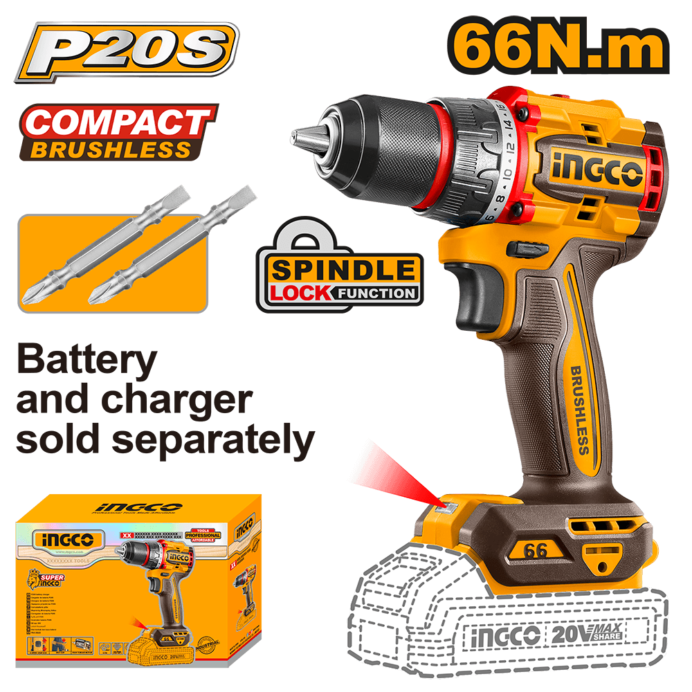 Ingco Compact Brushless Cordless Drill CDLI206681