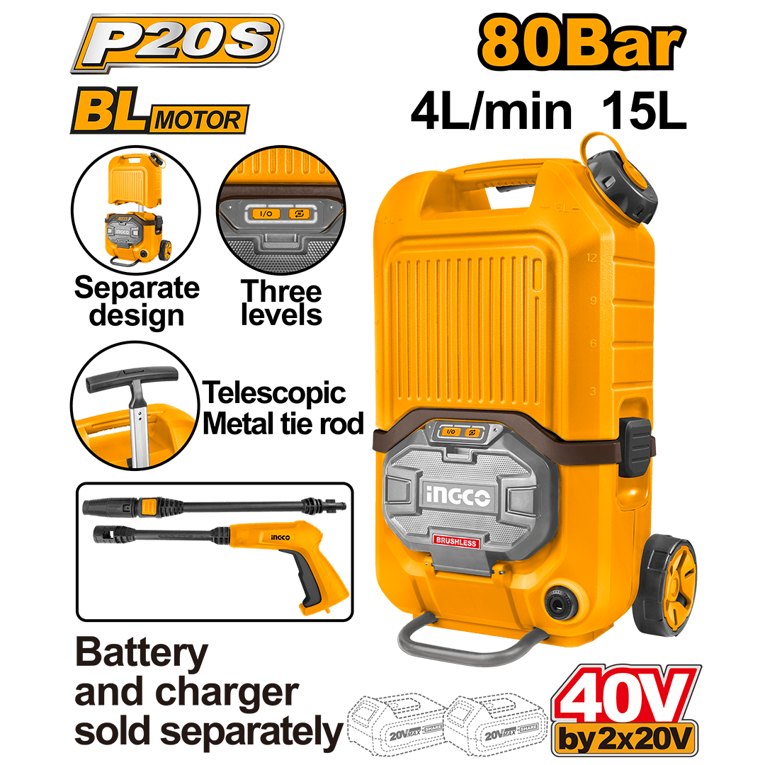 Ingco Cordless pressure washer CPWLI4006