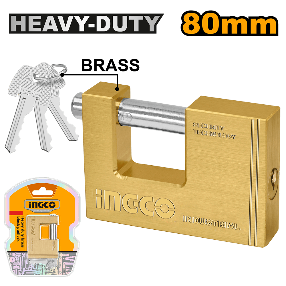 Ingco Heavy duty brass block padlock DBBPL0802