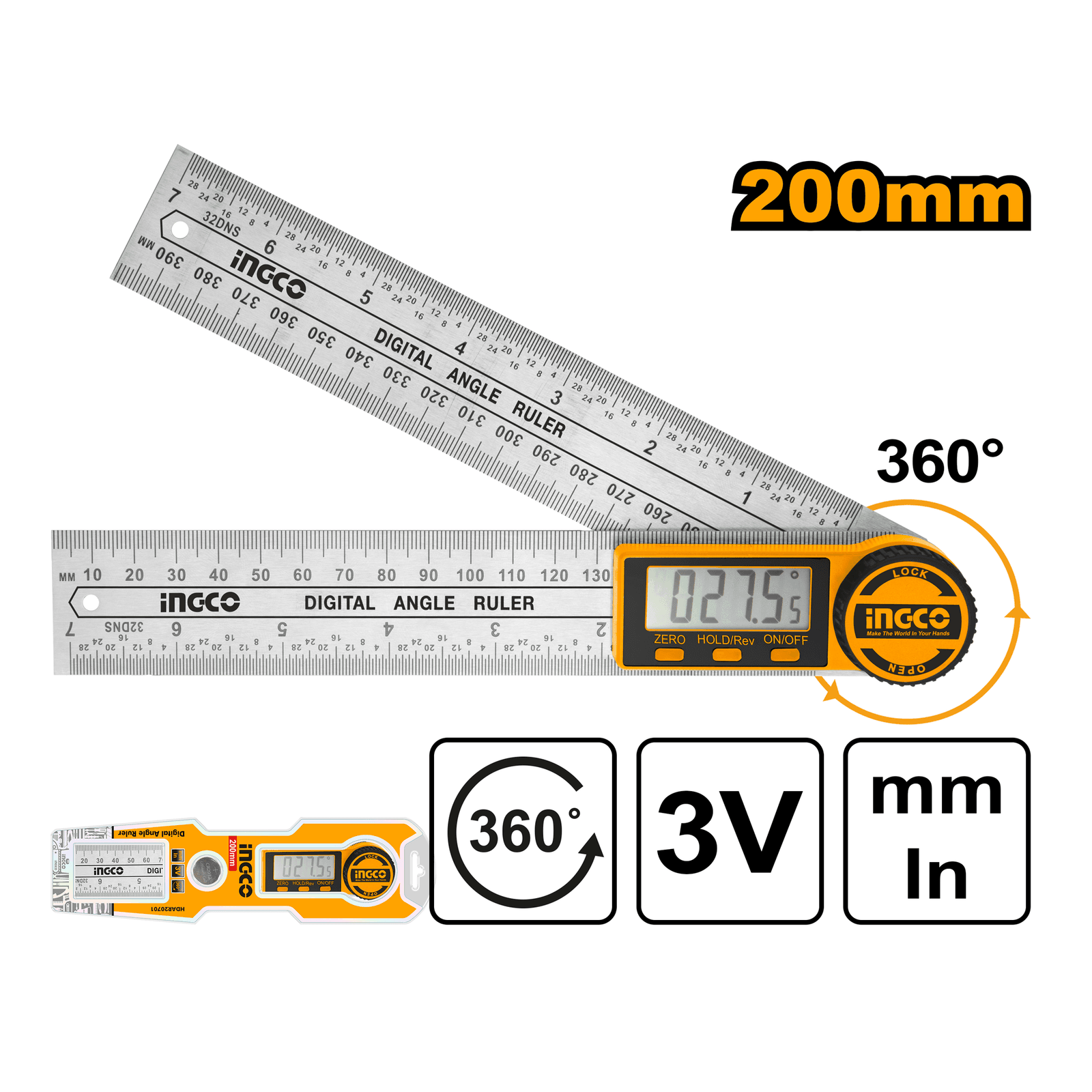 Ingco Digital Angle Ruler 180 HDAR20701