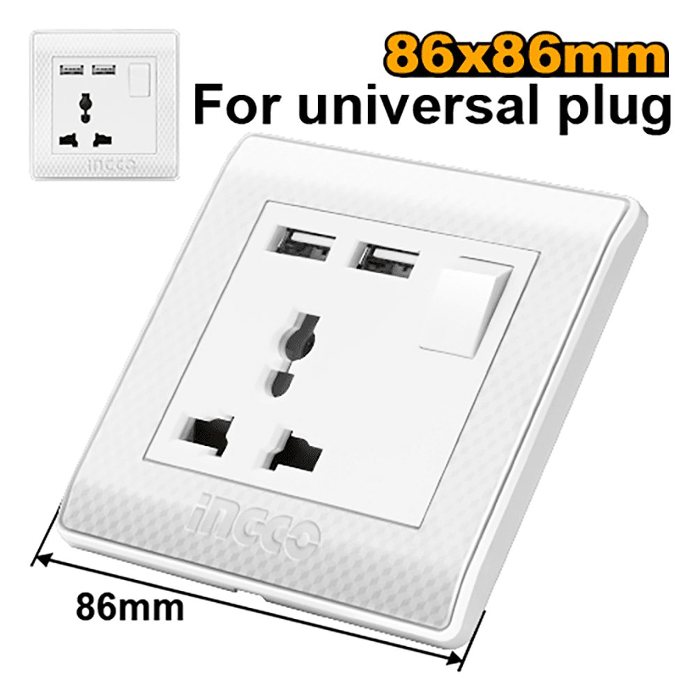 Ingco Universal socket with USB outlet HESST1116AUS
