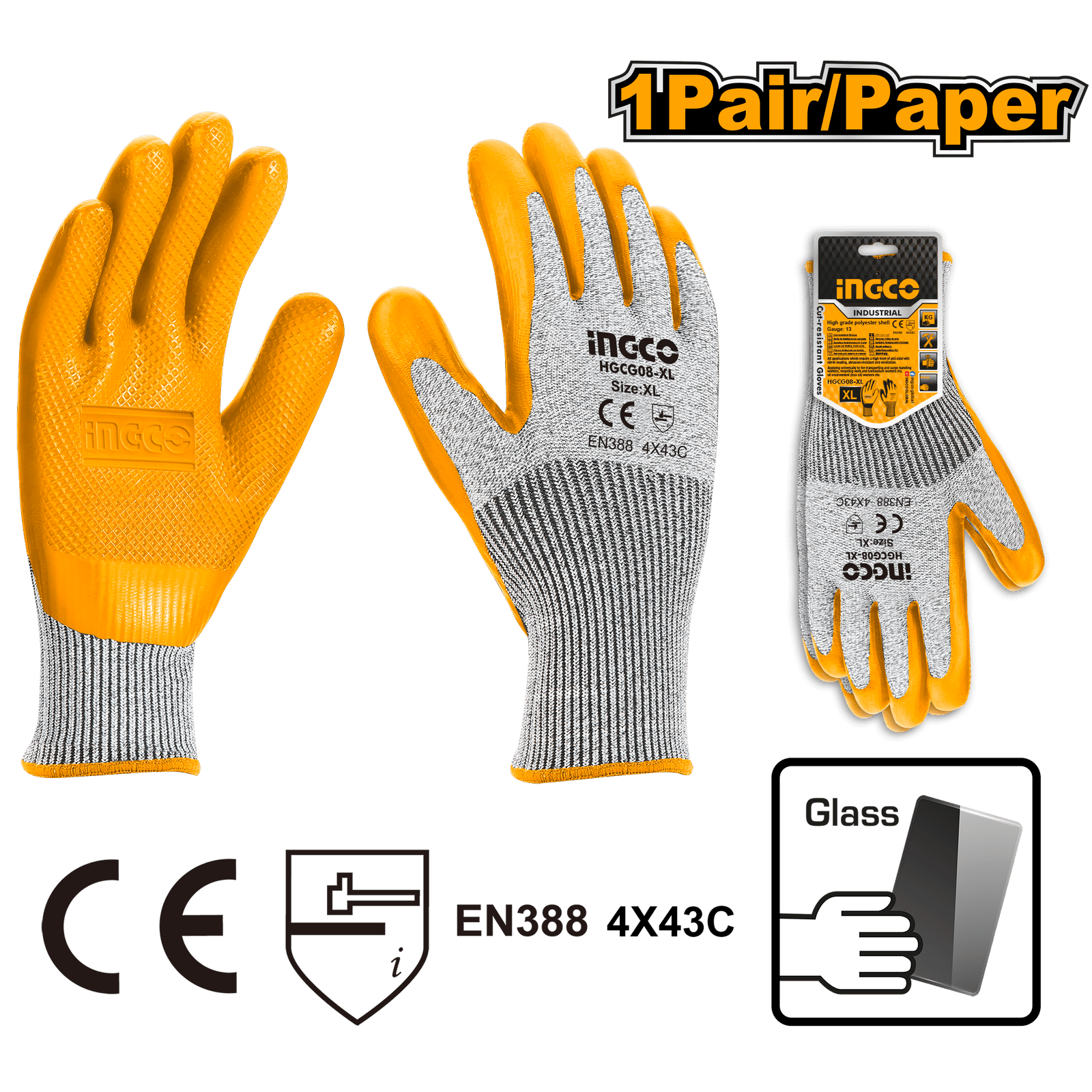 Ingco Cut-Resistant Gloves XL HGCG08-XL