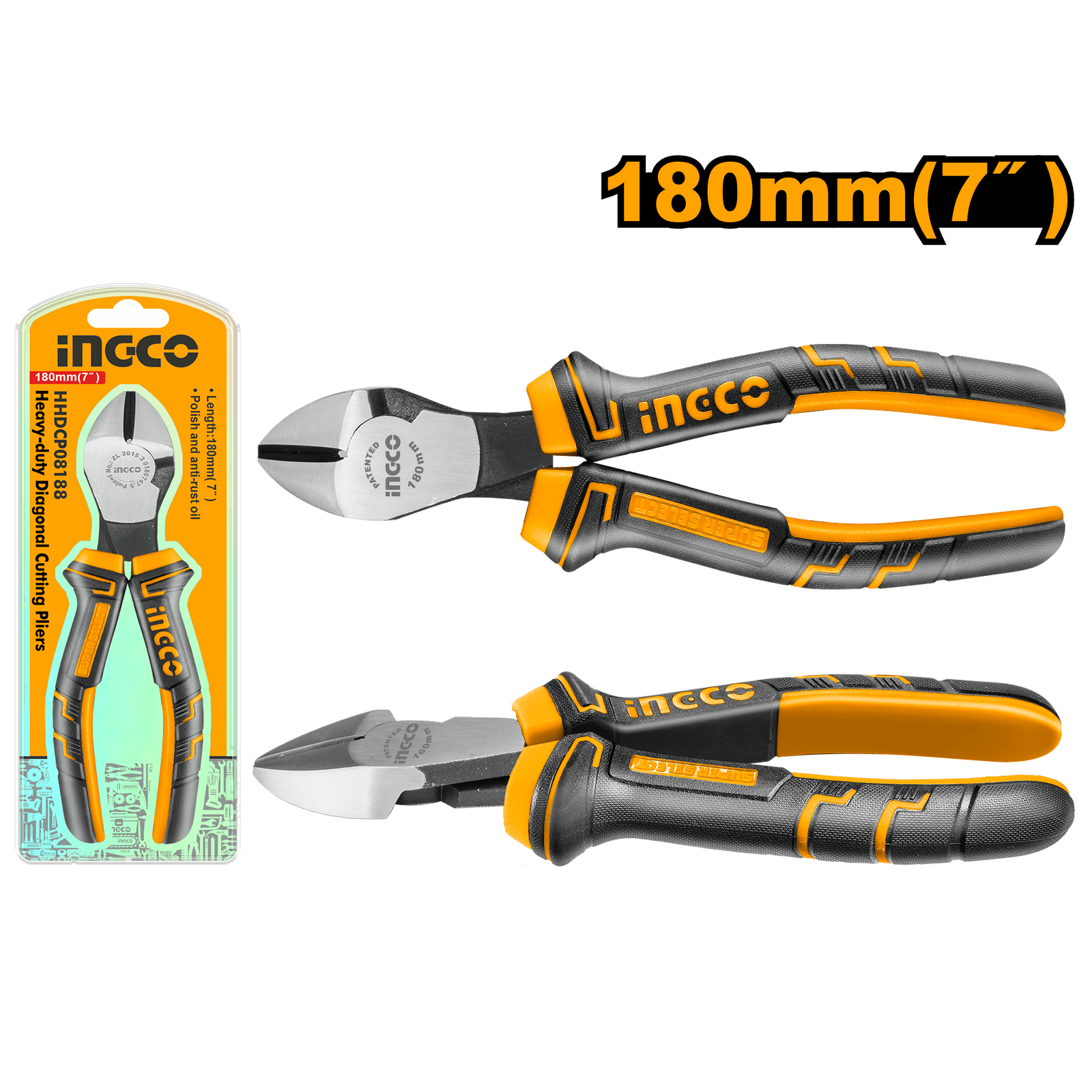 Ingco Heavy-Duty Diagonal Cutting Pliers 7"/180mm HHDCP08188