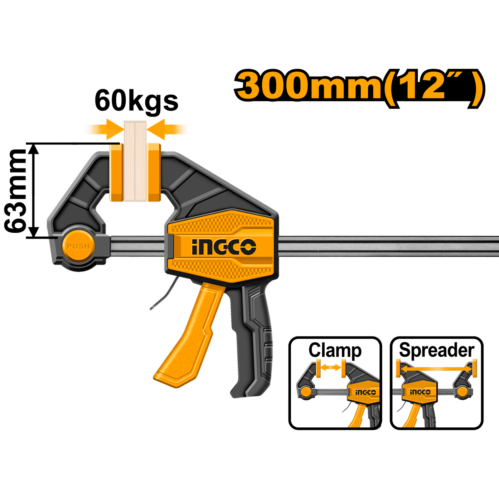 Ingco Quick Bar Clamps 12" HQBC01602