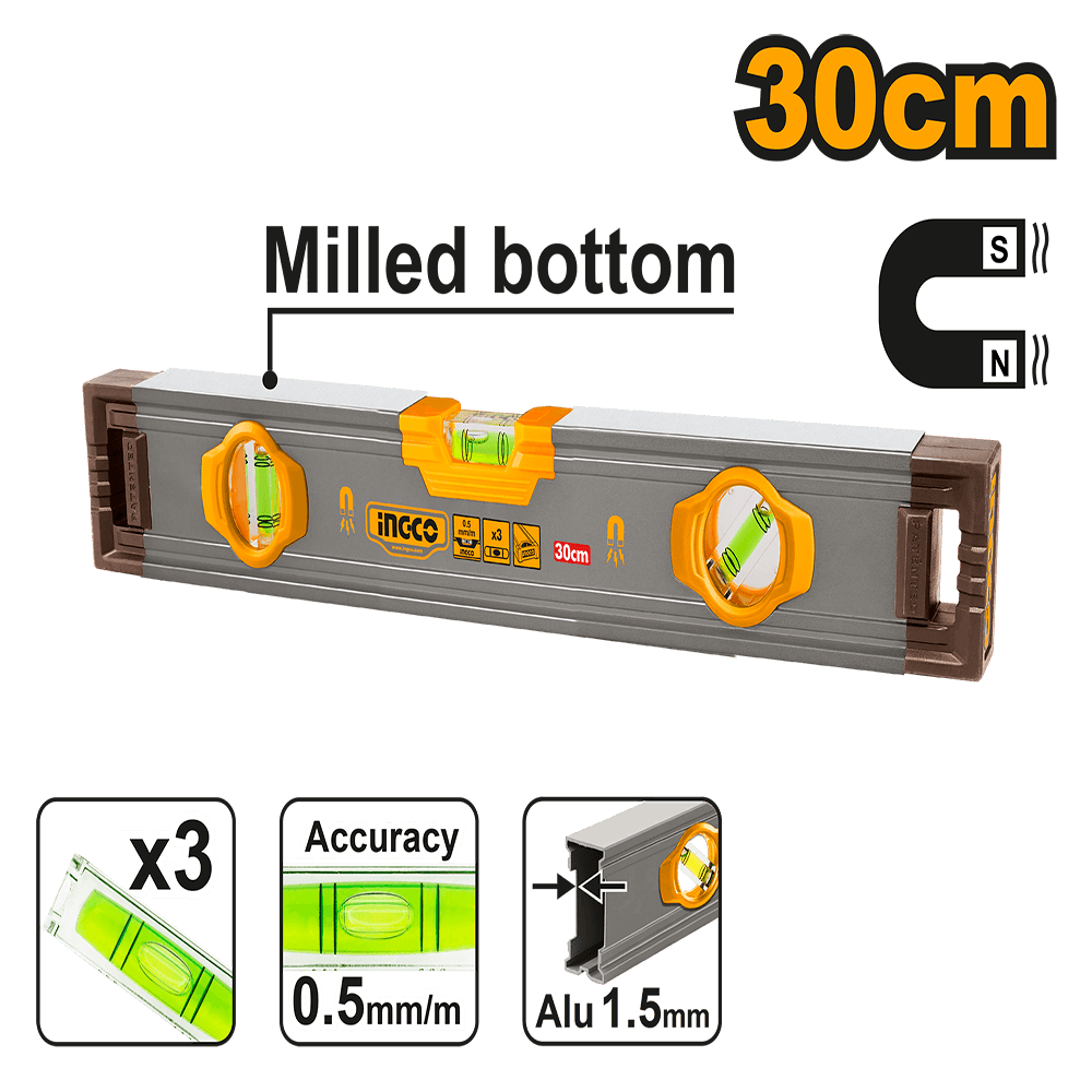 Ingco Spirit level with powerful magnets HSL38030M