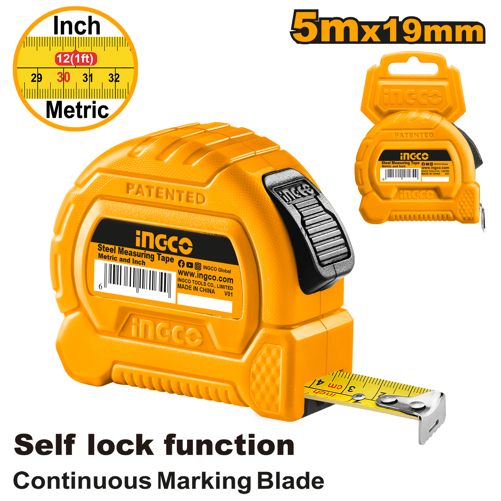 Ingco Steel Measuring Tape 5m HSMT27519