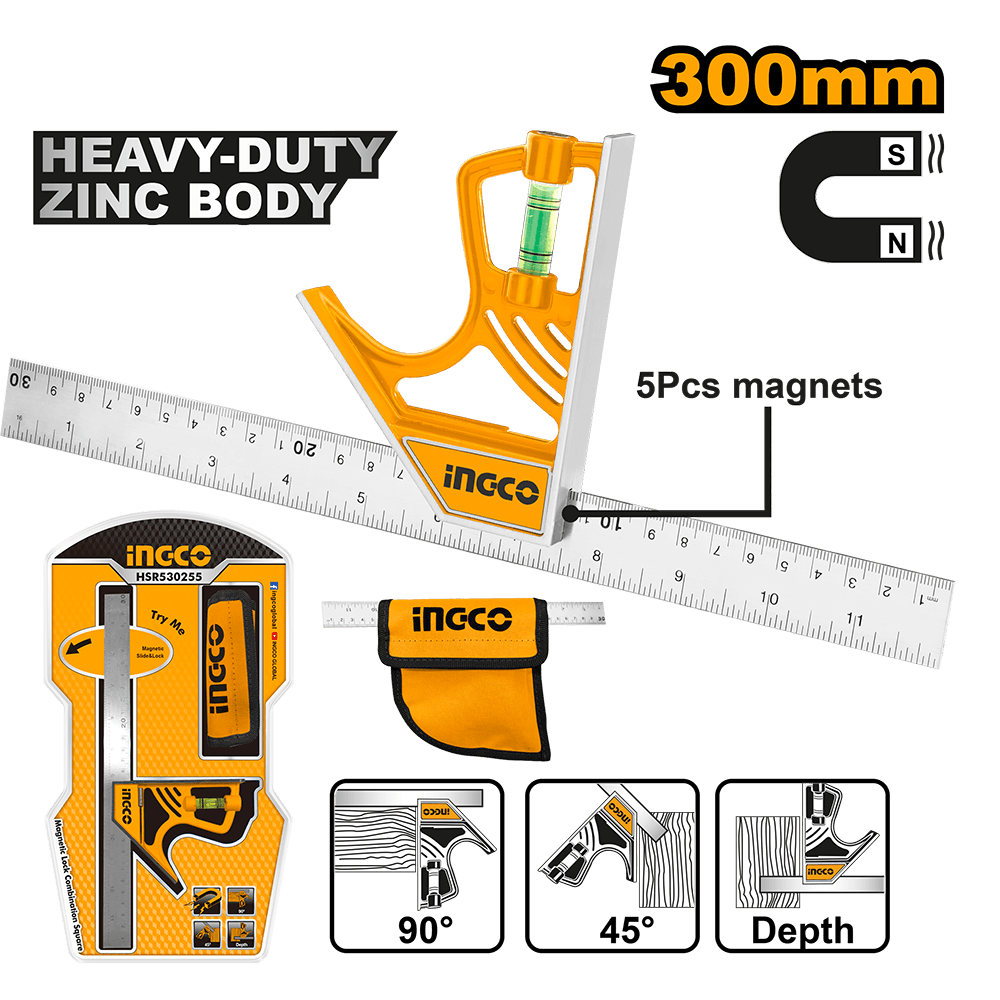 Ingco Magnetic lock combination square HSR530255