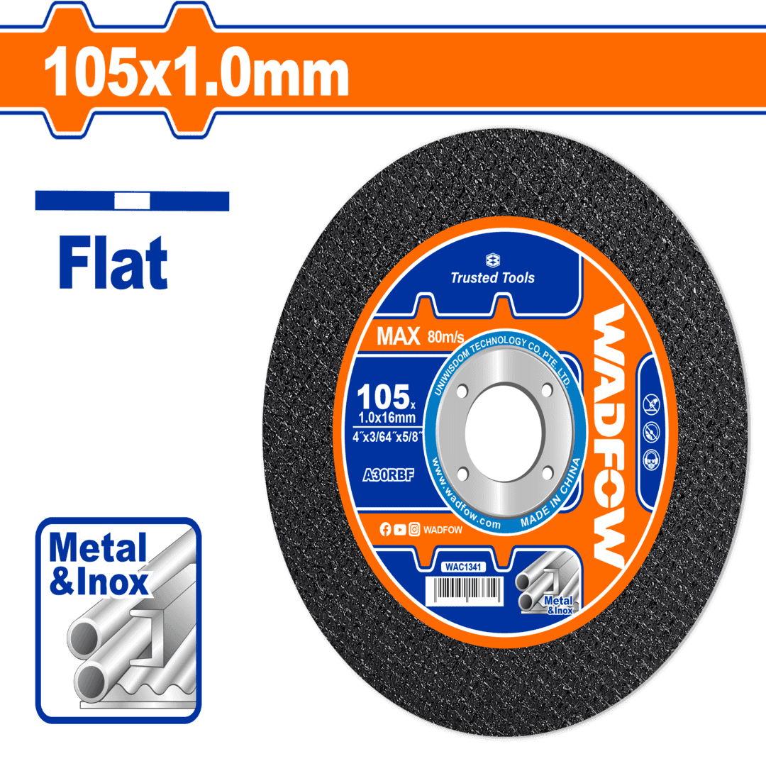 WAC1341.png Wadfow Abrasive metal cutting disc(4") *(3/64") *(5/8") WAC1341 - Image 1