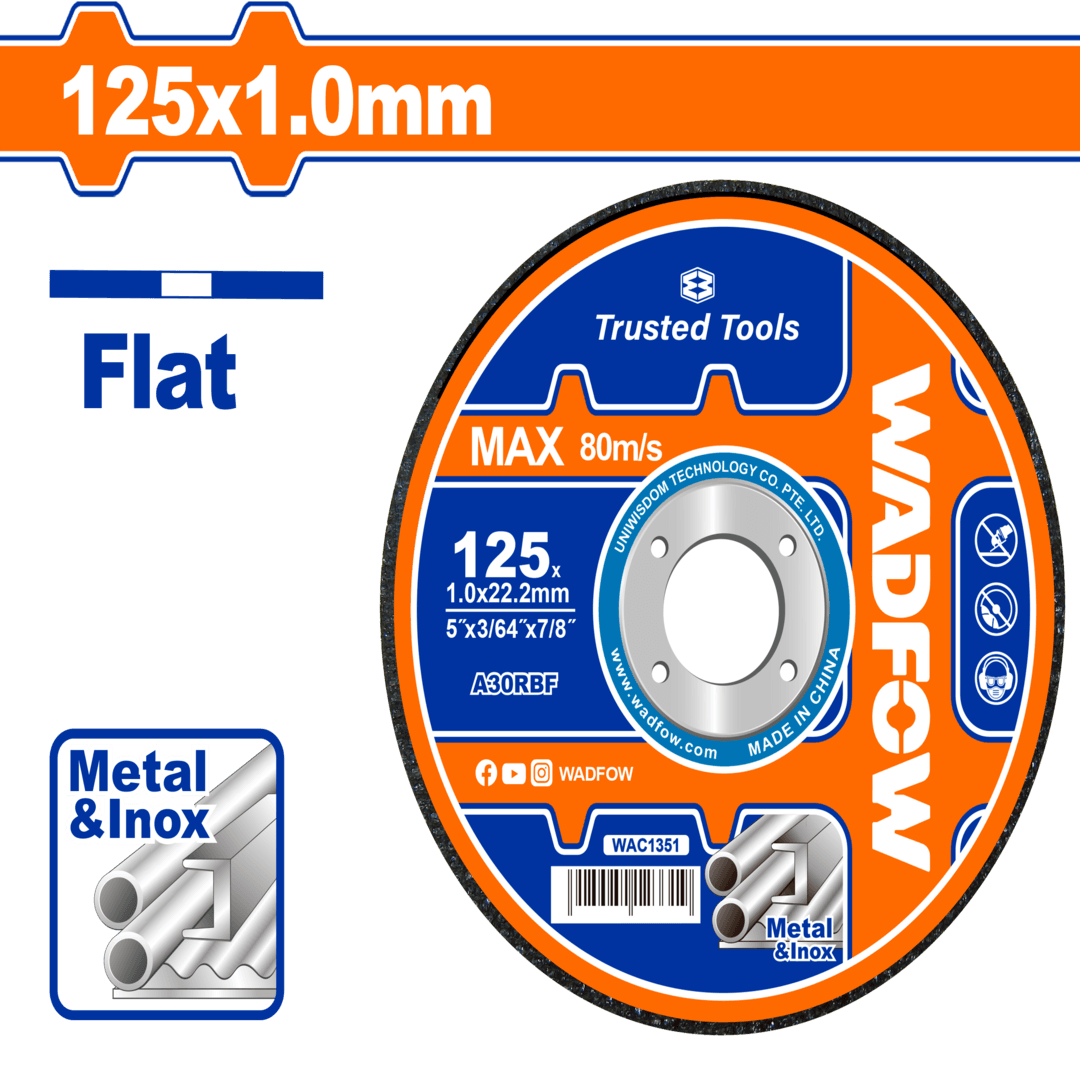 WAC1351.png Wadfow Abrasive metal cutting disc(5") *(3/64") *(7/8") WAC1351 - Image 1