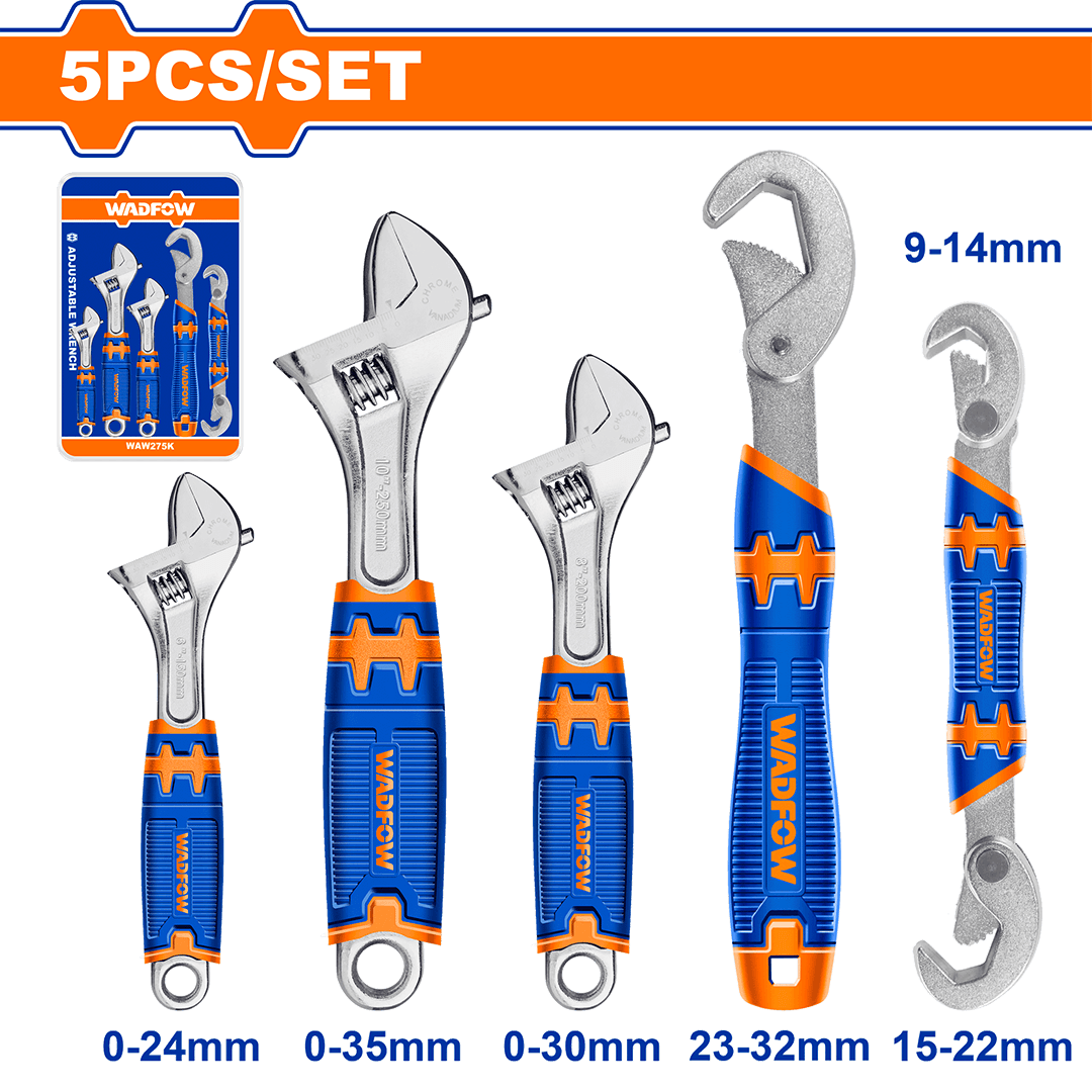 Wadfow 5 Pcs Adjustable wrench set WAW275K