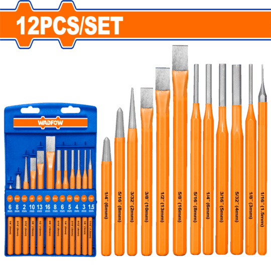Wadfow 12 Pcs Cold chisel and punch set WCC8312