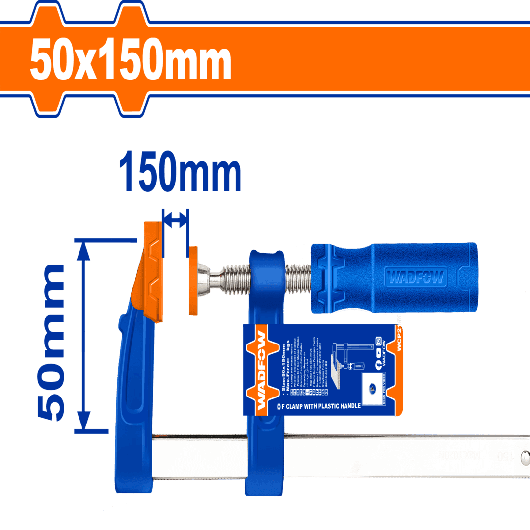 Wadfow F clamp with plastic handle size:50x150mm WCP2151