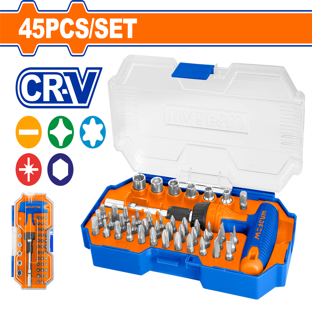 Wadfow 45 Pcs T-handle wrench screwdriver set WSS8B45