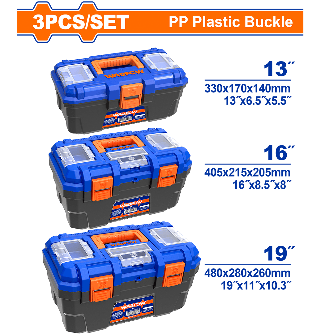 Wadfow 3 Pcs Plastic tool boxes set