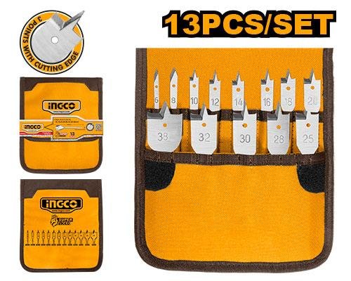 Ingco 13 Pcs flat wood drill bits set AKD41301
