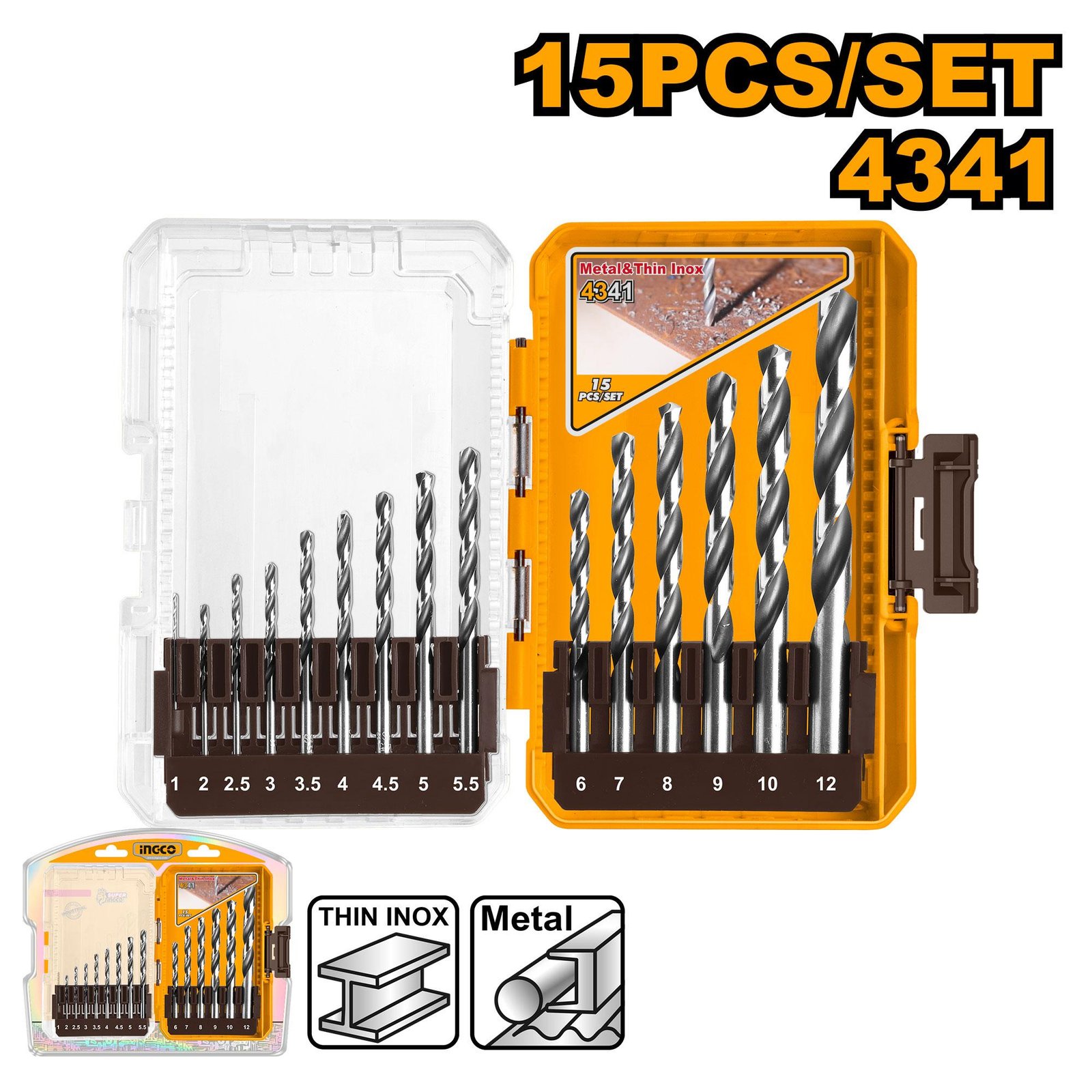 Ingco 15 Pcs HSS drill bit AKDL51506