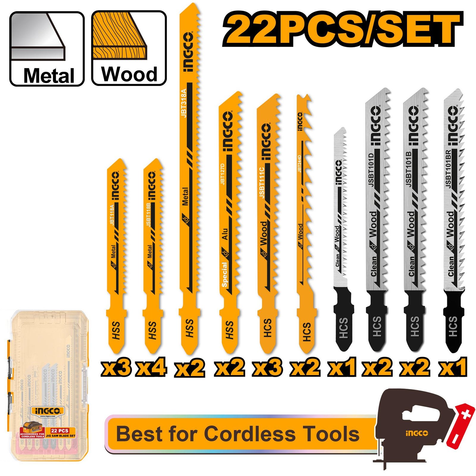Ingco Jig saw blade set AKDL62201