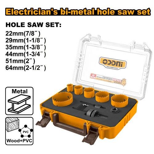 Ingco 9 Pcs Electrician's bi-metal hole saw set AKH0092
