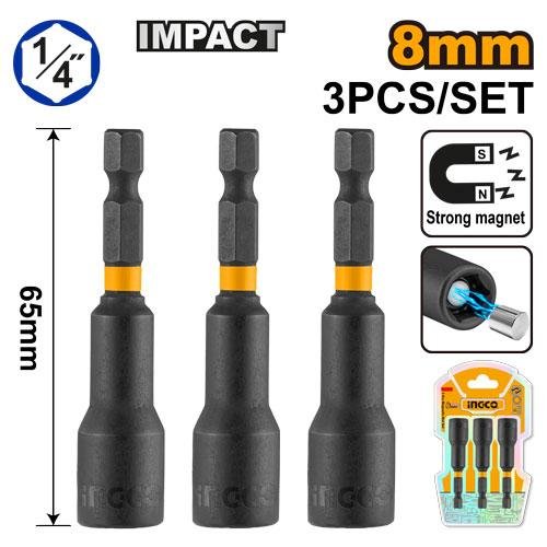 Ingco 3 Pcs impact magnetic nut set AMN0831