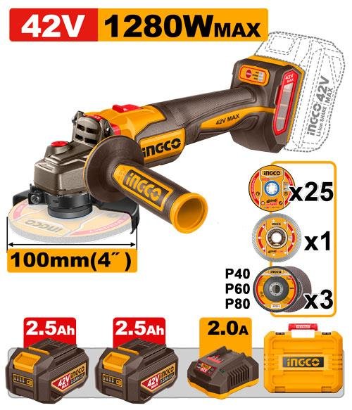 Ingco Cordless angle grinder CAGLI4128102