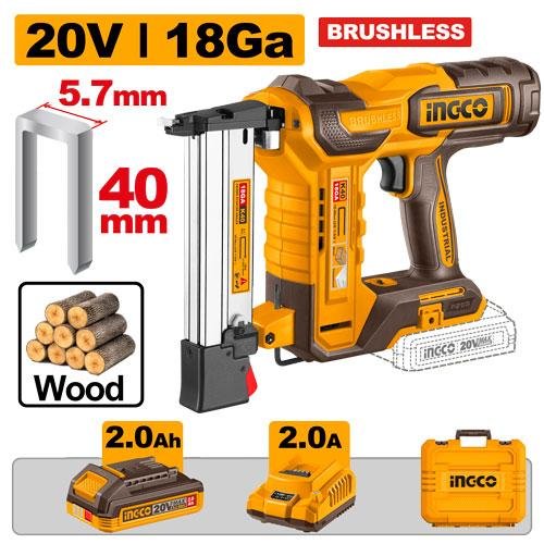 Ingco Cordless crown stapler nailer CCSNLI6008