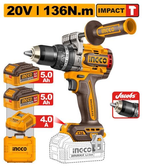 Ingco Brushless cordless impact drill CIDLI201368