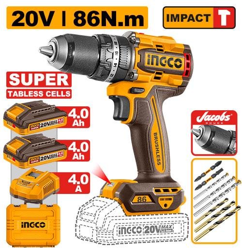 Ingco Brushless cordless impact drill CIDLI208686