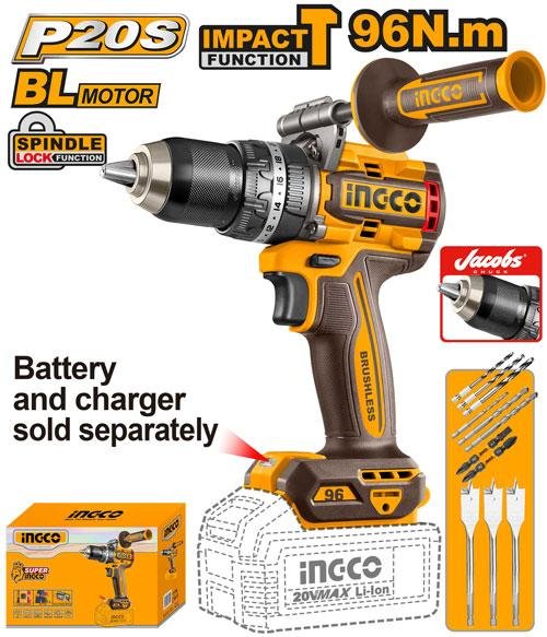 Ingco Brushless cordless impact drill CIDLI209685