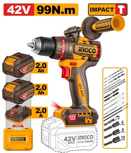 Ingco Brushless cordless impact drill CIDLI429982