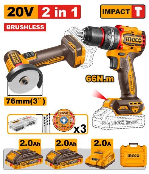 Ingco 2 Pcs Cordless combo kit CKLI20255