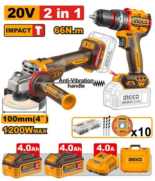 Ingco 2 Pcs Cordless combo kit CKLI2025610