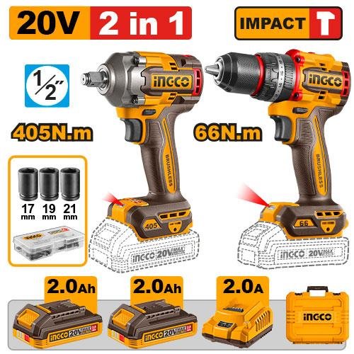 Ingco Cordless 2 pcs combo kit CKLI20286