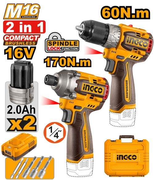 Ingco Cordless 2 pcs combo kit COSLI240968