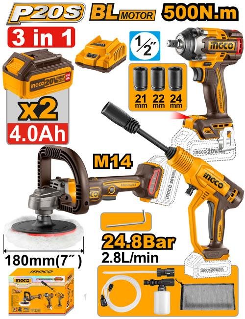 Ingco Cordless 3 Pcs Combo Kit COSLI250184