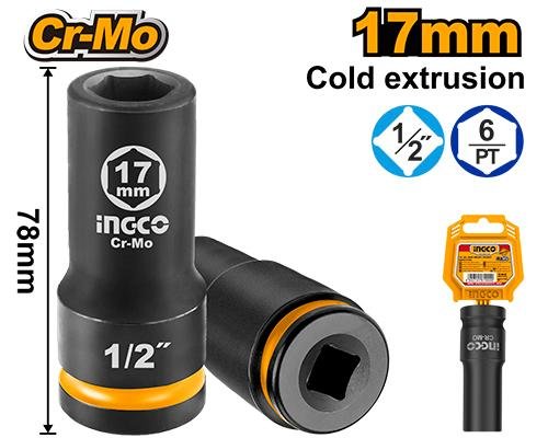 Ingco 1/2"DR. Deep impact socket HDIS12172L