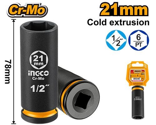 Ingco 1/2"DR. Deep impact socket HDIS12212L