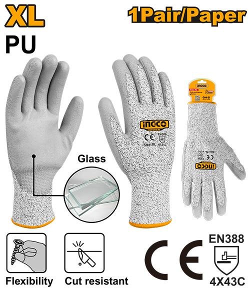 Ingco PU cut-resistant gloves HGCG02-XL