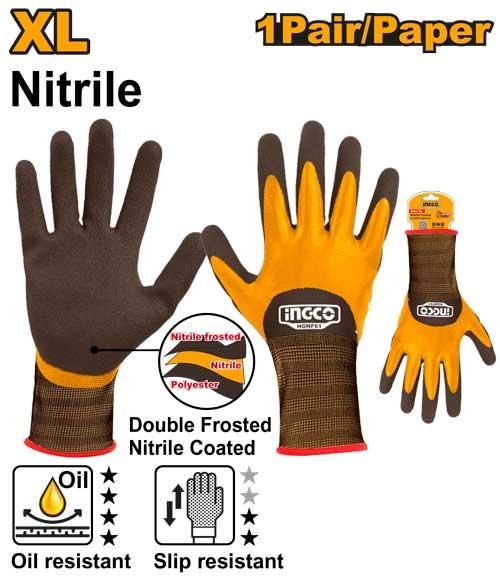 Ingco Nitrile frosted coated gloves HGNF61