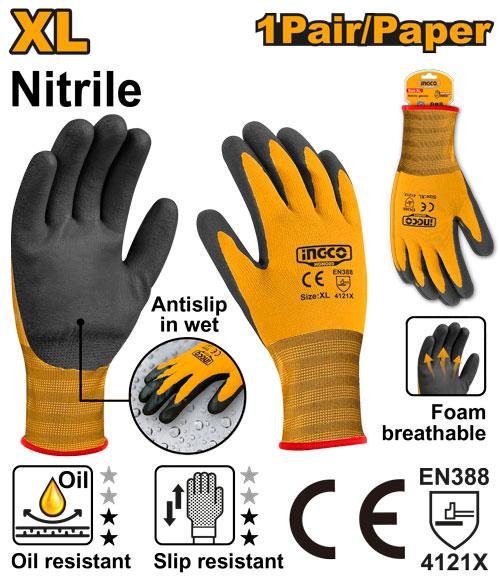 Ingco Nitrile frosted coated gloves HGNG05