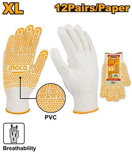 Ingco Knitted&PVC dots gloves HGVK05