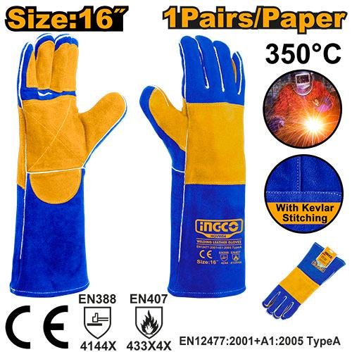 HGVW04.jpg Ingco Welding leather gloves HGVW04 - Image 1