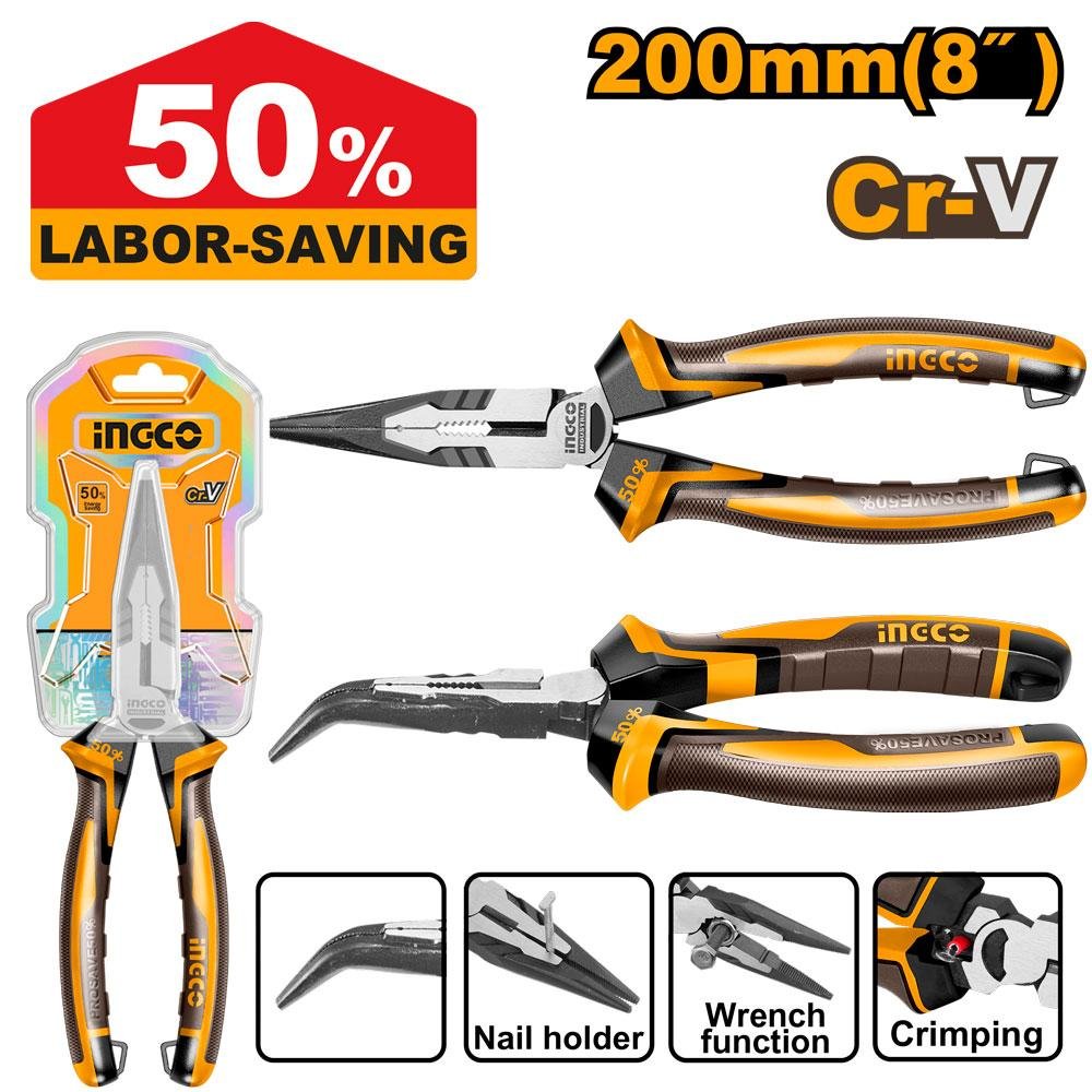 Ingco High leverage bent nose pliers HHBNP28208