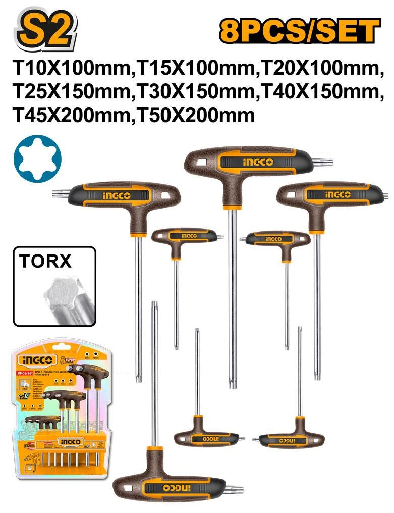 HHKT80838.jpg Ingco 8 Pcs T-handle torx wrench set HHKT80838 - Image 1