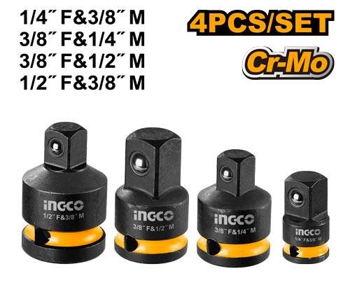 HKISAD12438.jpg Ingco 4 Pcs Impact socket adapter set HKISAD12438 - Image 1