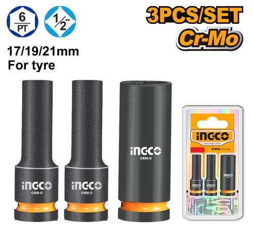 Ingco 3 Pcs 1/2" DR. Deep impact socket set HKISSD12042L