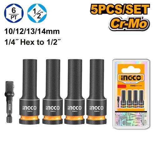 Ingco 5 Pcs 1/2"DR. Deep impact socket set HKISSD12052L