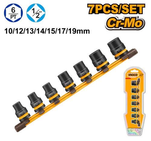 Ingco 7 Pcs 1/2"DR. Impact socket set HKISSD12071