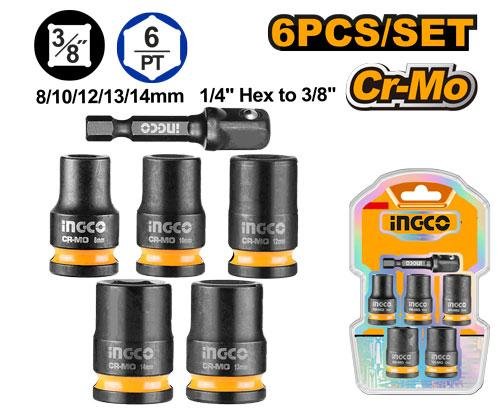 Ingco 6 Pcs 3/8"DR. Impact socket set HKISSD38061
